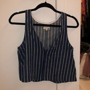 Aritzia: Wilfred Free: Chambray Striped Crop Tank